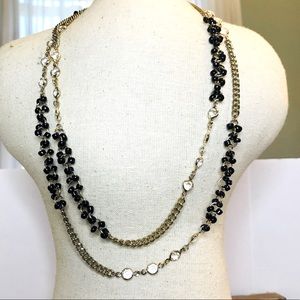 Anne Klein Gold Black and Crystal Wrap Necklace